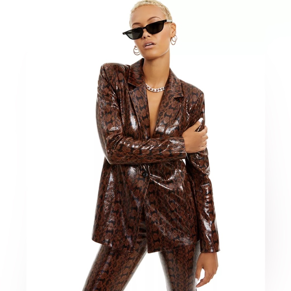 Danielle Bernstein Brown Snake Print Women's Blazer
